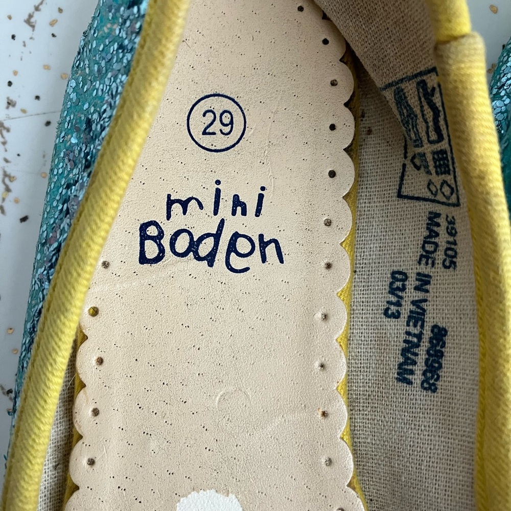 Mini Boden Sparkly Glitter Ballet Flats - Size 29 EU, Little Kids' 11.5 US -AQUA - Picture 15 of 15